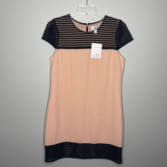 Badgley Mischka Dresses & Skirts - Nwt Belle by Badgley Mischka Cream Black Short Sleeve Dress Sz 14!